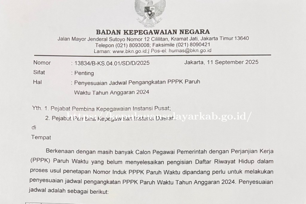 BKN Perpanjang Jadwal Pengangkatan PPPK Paruh Waktu Tahun Anggaran 2024