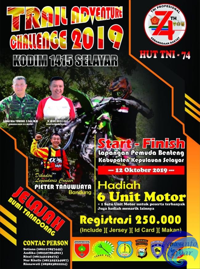 HUT Ke-74 TNI, Kodim 1415 Kepulauan Selayar Bakal Gelar Trail Adventure Challenge 2019 