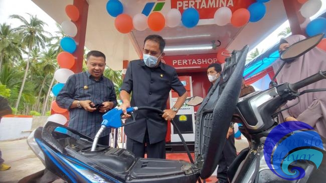 Resmikan Empat Pertashop, Bupati Basli Ali; ini salah satu solusi alternatif permasalahan BBM