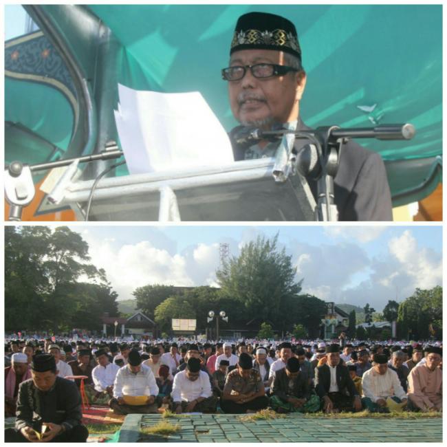 Pemkab Kep. Selayar Bersama Ribuan Umat Muslim Sholat Idul Fitri di Lapangan Pemuda Benteng 
