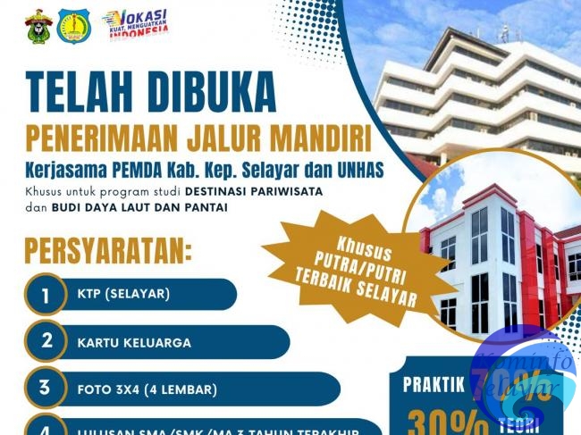 Fakultas Vokasi Unhas Selayar Buka Pendaftaran Maba T. A 2024/2025, Prioritas Putra Daerah
